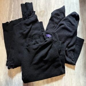Black Cashmere & Wool Pullover Sweaters Unisex Grunge Damaged Set of 3